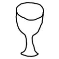 Cartoon doodle linear wineglass isolated on white background.