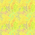 Cartoon doodle markers seamless school pencil and blackboard pattern for wrapping paper and kids clothes print