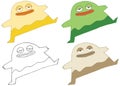 Cartoon doodle monster hand draw funny happy set dance color