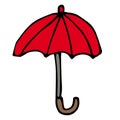 Cartoon doodle open umbrella isolated on white background.