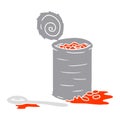 cartoon doodle of an opened can of beans Royalty Free Stock Photo