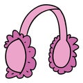 cartoon doodle of pink ear muff warmers