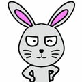 cartoon doodle rabbit head on white background