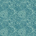 Cartoon doodle seamless monster and cat and frogs and snails pattern for fabrics and linens and kids clothes print