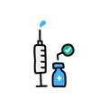 Cartoon Doodle of Syringe and medicine, Vector and illustration