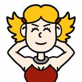 cartoon doodle woman with hands in hips
