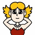 cartoon doodle woman with hands in hips
