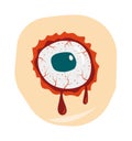 Cartoon doodle zombie eyes demon blood vector illustration. Royalty Free Stock Photo