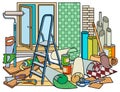 Cartoon doodles home repair illustration Royalty Free Stock Photo