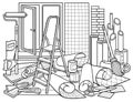 Cartoon doodles home repair illustration Royalty Free Stock Photo