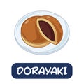 cartoon dorayaki, japanese food vector isolated on white background