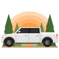 Cartoon Double Cabin Pick up Truck Side View Concept Royalty Free Stock Photo