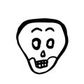 Cartoon doubting skull. Halloween illustration