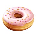 Cartoon Doughnut Illustration Isolated on Transparent Background with Clipping Path Cutout Concept for Sugary Dessert Delights,