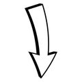 Cartoon down arrow indicates direction, 3d down arrow