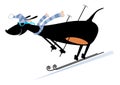 Cartoon downhill skier dog illustration