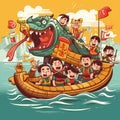 Cartoon Dragon Boat Festival