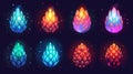 This is a cartoon dragon egg with glowing sparkles and mysterious haze. Reptile and dinosaur game assets. Magic colorful Royalty Free Stock Photo