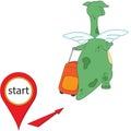 Cartoon dragon goes away from the start point. English grammar i