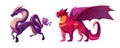 Cartoon dragon and griffin on white background Royalty Free Stock Photo