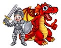 Cartoon Dragon and Knight Royalty Free Stock Photo