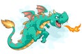 Cartoon dragon posing by spitting fire Royalty Free Stock Photo