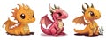 Cartoon dragon set. Fairy cute dragonfly icons collection Royalty Free Stock Photo