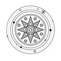 Cartoon drawing: ancient Sumerian symbol divine star.