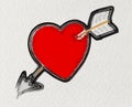 Cartoon Drawing an arrow pierced heart