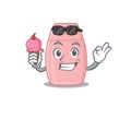 A cartoon drawing of baby cream holding cone ice cream