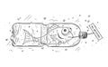 Cartoon of Fish Trapped in Plastic Bottle Holding Au Secours Sign Royalty Free Stock Photo