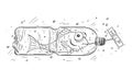 Cartoon of Fish Trapped in Plastic Bottle Holding Help Sign Royalty Free Stock Photo