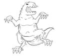 Cartoon of Monster Tyrannosaur or Dinosaur Godzilla Like Creature
