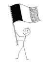 Cartoon of Man Waving Flag of Belgium or France Royalty Free Stock Photo