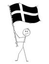 Cartoon of Man Waving the Flag of Kingdom of Denmark