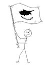 Cartoon of Man Waving the Flag of Republic of Cyprus