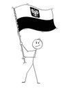Cartoon of Man Waving the Flag of Republic of Poland