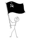 Cartoon of Man Waving the Flag of Soviet Union