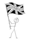 Cartoon of Man Waving the Flag of United Kingdom of Britain Royalty Free Stock Photo