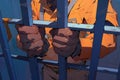 Cartoon Drawing of Convict Hands Grab Cell Bar Created with Generative AI Technology Royalty Free Stock Photo