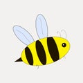 A cartoon drawing of a flying bee with blue stripes. Royalty Free Stock Photo