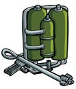 Cartoon drawing of flame thrower