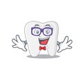 A cartoon drawing of geek tooth wearing weird glasses