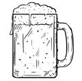 Cartoon Drawing of Glass Beer Mug or Pint