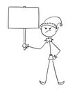 Angry Christmas Santa Claus Elf Holding Empty Blank Sign Royalty Free Stock Photo