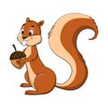 Cartoon drawing illustration of a Squirrel holding a nut