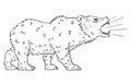 Cartoon Drawing of Roaring Bear as Falling Market Prices Symbol