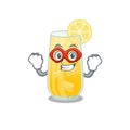 A cartoon drawing of screwdriver cocktail in a Super hero character