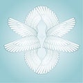 Cartoon drawing:  set of white angel wings. Royalty Free Stock Photo