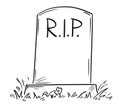 Cartoon Drawing of Tombstone With RIP or Rest in Peace Text Royalty Free Stock Photo